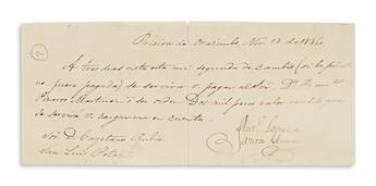 (MEXICAN MANUSCRIPTS.) Santa Anna, Antonio Lopez de. Pair of interesting documents by Santa Anna.